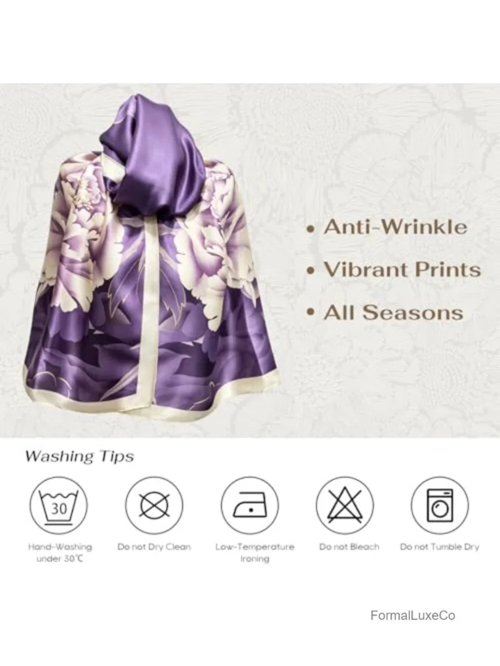 Large Satin Scarf for Women 70x35 Lightweight Summer Shawl